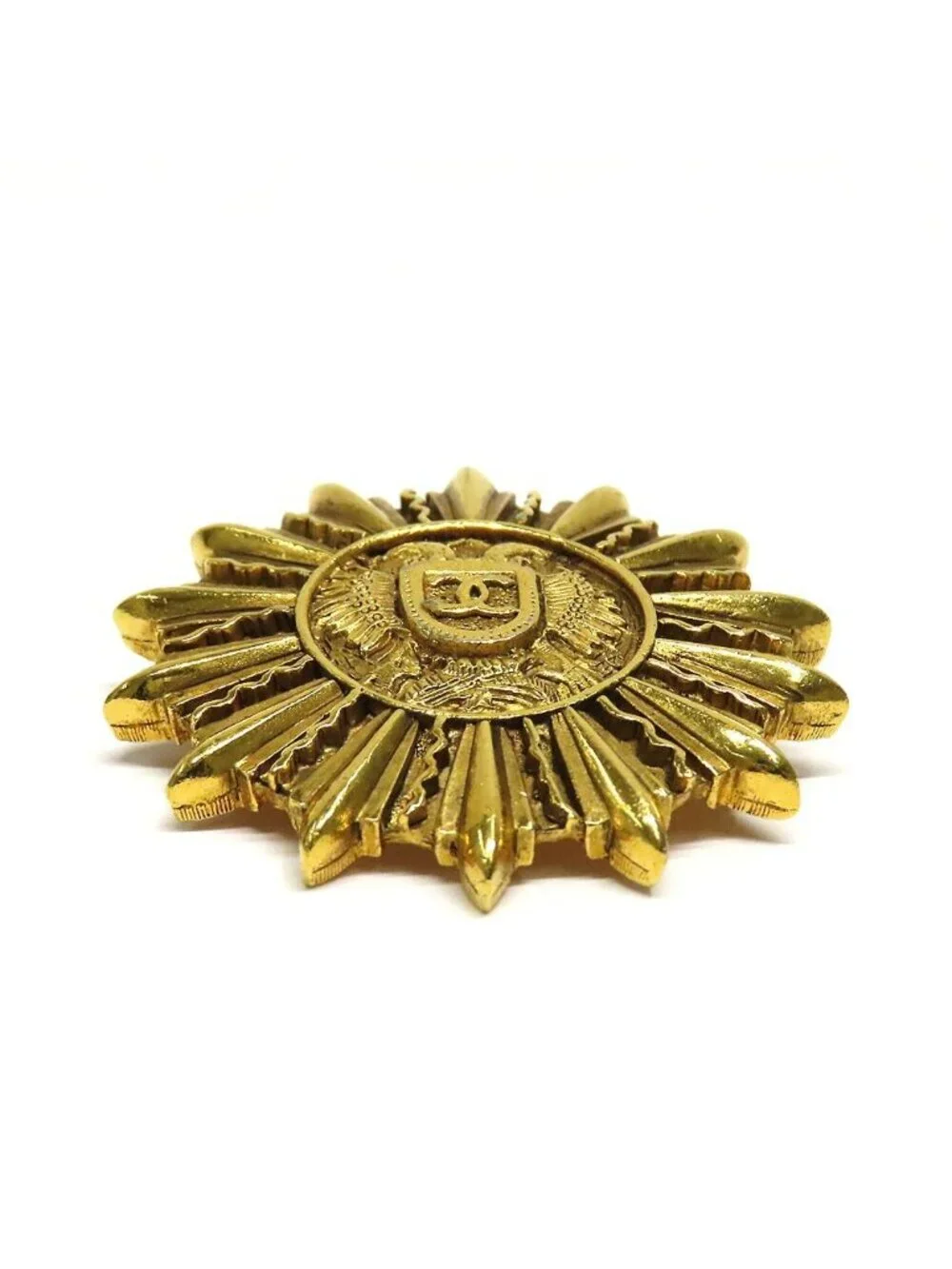 Chanel CC Logo Brooch Vintage Gold